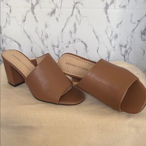 Adrienne Vittadini Brown Open-Toe Mules